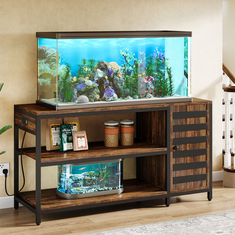 55 90 Gallon Fish Large Aquarium Tank Stand Cabinet With Power Outlets